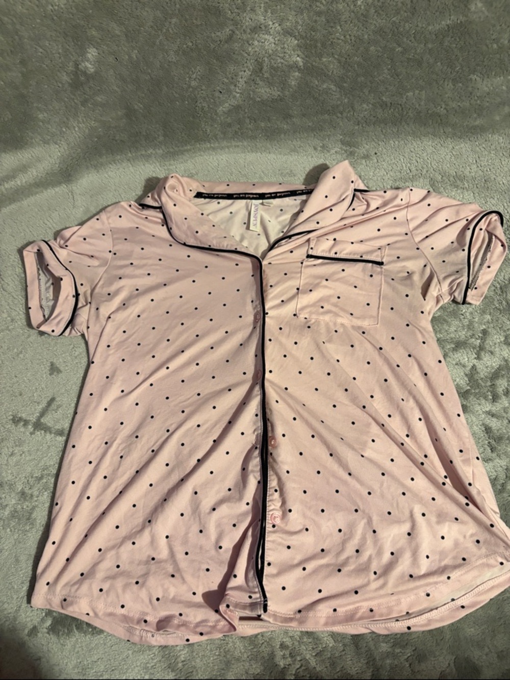 Women's Pink Polka Dot Short Sleeve Pajama Top